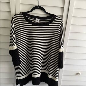 CAbi Monochrome Striped Crew Neck Sweater